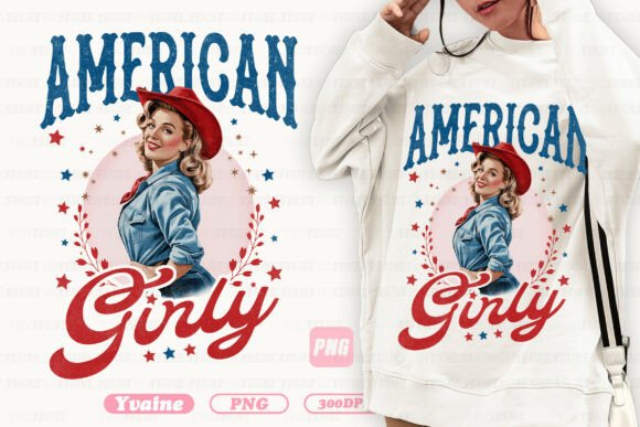 4th of July PNG Patriotic American Girly: Vintage Flair for Modern Celebrations