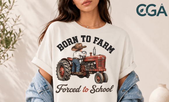 Born to Farm Forced School Tractor PNG: Capturing Rural Spirit in Design