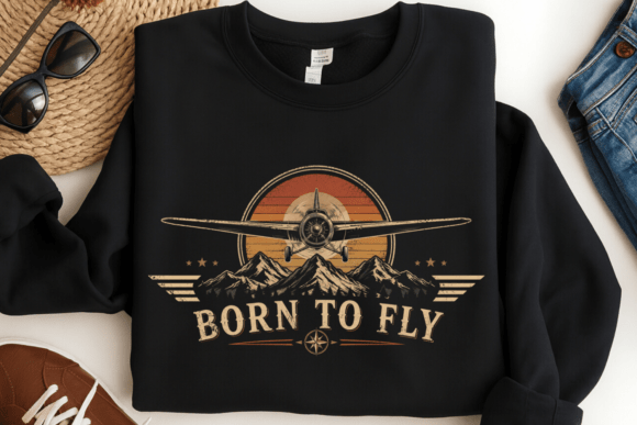 Born to Fly PNG: Vintage Aviation Design for Creative Projects
