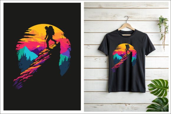 Colorful Hiking Adventure Sunset T-Shirt: Design for the Trail
