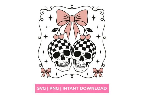Coquette Checkerboard Skulls Cherry SVG: A Bold Design Asset