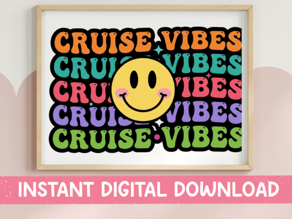 Cruise Vibes Retro Wavy Text Design: Bold, Colorful, and Ready to Set Sail