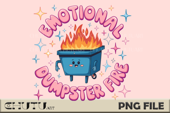Emotional Dumpster Fire PNG: A Cute Kawai Design for Real Life