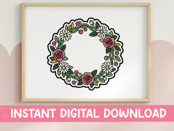 Floral Wreath with Roses and Daisies: A Design Asset for Every Surface