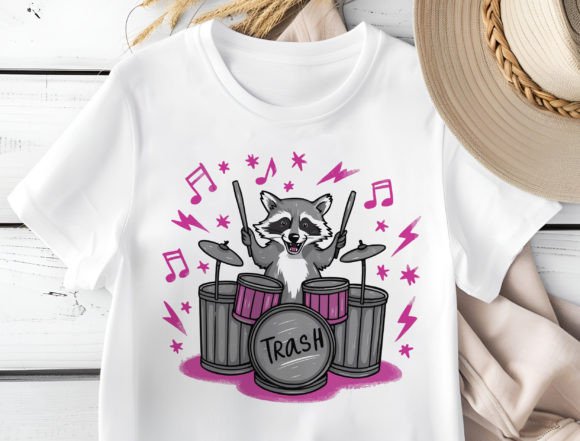 Get Ready to Groove with the Funny Raccoon Trash Drummer PNG