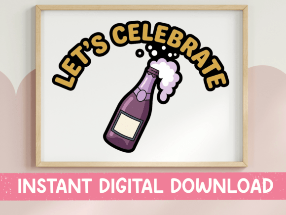 Let's Celebrate Champagne Bottle Sticker: Your Instant Party Asset