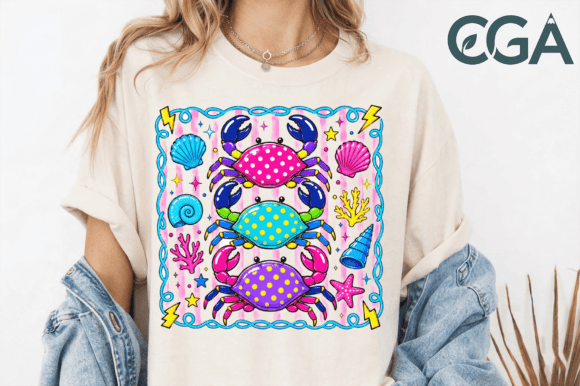 Polka Dot Crabs: A Retro Preppy Ocean PNG for Summer Designs