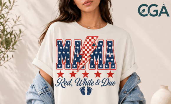 Red White and Due Patriotic Mama PNG: Bold Design for Patriotic Reveals