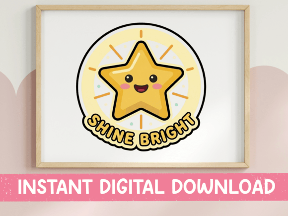 Shine Bright Kawaii Star Sticker: A Design Asset for Instant Positivity